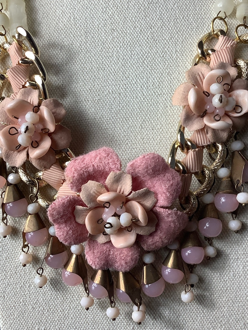 Pink Floral Statement Necklace - Picture 3 of 5